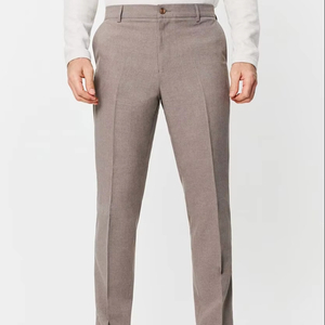Pantalon de Costume Homme Style Italien Taille Mi-Haute à Braguette Zippée en Toile Respirante, Plissé Double, Idéal pour le Travail et le Fitness - Product Image 1