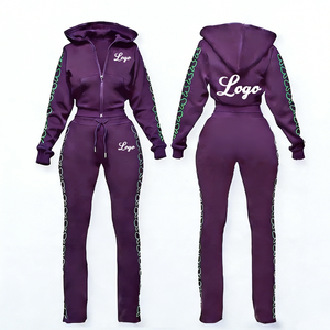 Ensemble de survêtement personnalisé pour femme avec strass, 2 pièces, vêtements d'hiver pour femme, ensemble sweat à capuche zippé et pantalon de survêtement délavé à l'acide - Product Image 1