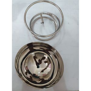 Elegant Hammered Metal Salad Bowl with Clear Glass Dome <b>Lid</b> Silver Gold Stainless Steel Snack Server for Wedding Party <b>Decor</b> - Product Image 5