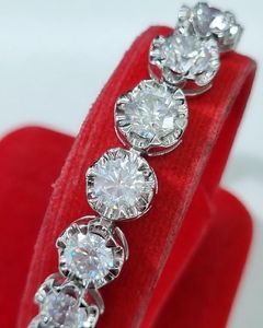 Rhodium Plated Moissanite Link <b>Bracelet</b> Round Brilliant Cut Claw Setting Chain Jewelry for Certified Trendy Unisex Party Gift - Product Image 4