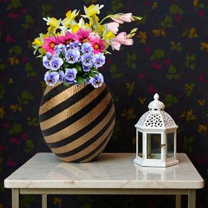 Vase à fleurs en aluminium noir et or de luxe, design bohème moderne, décoration de mariage, vase pour la décoration de table de salon - Product Image 3