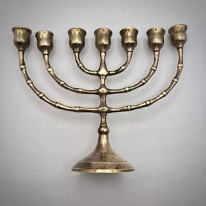 Brass Hanukkah Menorah 9 Branch Candle Holder with brass antique finishing Handmade Metal <b>Candelabra</b> for Home Religious - Product Image 3
