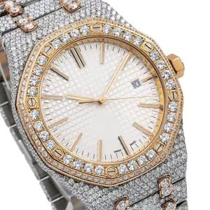 Premium Moissanite Diamond <b>Watch</b> <b>for</b> <b>Men</b> with Two Tone Gold Detailing Pave and Classic Luxury Dial <b>Mens</b> Premium Diamond <b>Watch</b> - Product Image 1
