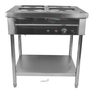 Scaldavivande Elettrico Professionale in Acciaio Inox a 4 Scomparti per Buffet e Attrezzature per Mantenimento Caldo - Product Image 2