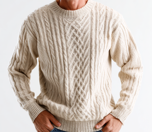 Suéter de punto personalizado para hombre, 100% algodón, manga larga, cuello redondo, antipilling, con trenzas, para negocios, otoño, antiarrugas - Product Image 3