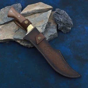 Cuchillo Bowie Hecho a Mano con Hoja de Acero D2, Mango de Madera Natural y Funda de Cuero, Cuchillo de Supervivencia para Camping, Cuchillo para Actividades al Aire Libre - Product Image 6