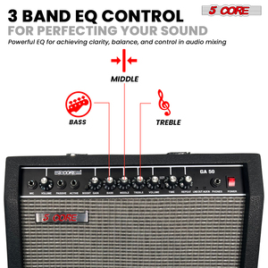 Amplificador de Guitarra Estéreo Digital de 5 Canales y 50W con Altavoz Integrado de 8 Pulgadas, Entrada de Micrófono Portátil, Panel de Control, Construcción de Metal/Plástico - Product Image 3