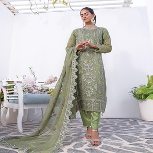 Bin Hameed Volume Zabeen robe de mariée en mousseline de soie brodée lourde longue 3 pièces Sari femmes fête costumes de mariage appropriés - Product Image 2