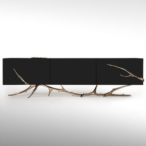 Table console haut de gamme en aluminium moulé, plaqué or, avec base design unique et plateau en verre – Meilleure vente - Product Image 6
