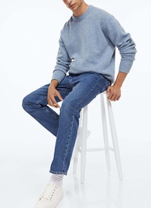 High performance custom made Factory Customized Denim Men's Casual Mid <b>Waist</b> <b>Jeans</b> Distressed Colored Light for Autumn - Product Image 4