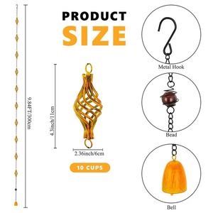 Chaîne de pluie décorative en métal finition or, forme antique, idéale pour hôtels, complexes hôteliers, cafés, aménagement extérieur haut de gamme - Product Image 6