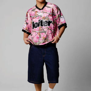 Maillot de football américain surdimensionné rose camouflage de qualité supérieure, personnalisé, en maille, style streetwear, uniforme d'équipe, fabricant OEM, marque privée - Product Image 6