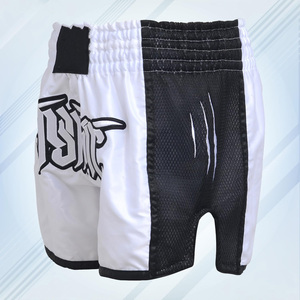 Muay Thai <b>short</b> premium quality satin fabric custom logo breathable lightweight training wear elastic waistband for <b>men</b> women - Product Image 2