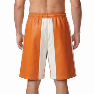 Shorts amples et décontractés en similicuir PU pour homme, taille mi-haute avec cordon de serrage, style urbain, coupe ample, coupe-vent et imperméables, vente en gros - Product Image 2