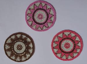 Manteles Individuales Redondos Hechos a Mano con Cuentas, Tejidos y Bordados con Técnica Jacquard de Algodón, Antideslizantes, Lavables, Ecológicos, con Diseño de Plantas para el Hogar - Product Image 5