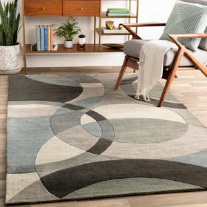 Alfombra Moderna de Lana con Diseño Geométrico, Hecha a Mano, con Patrón Circular Abstracto, Gruesa, para Decoración de Sala de Estar, 0.86 Pulgadas - Product Image 4