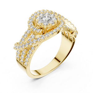 Anillo de Compromiso de Oro Amarillo de 14K con Diamante Cultivado en Laboratorio, Redondo, para Mujer |   Diamante Cultivado Nuevo - Product Image 5