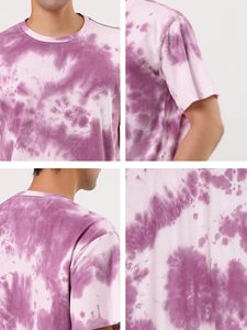 Camiseta de Manga Corta para Hombre, Tie-Dye, Morado y Blanco, Cuello Redondo, Corte Regular, Tejido de Algodón Transpirable y Ecológico - Product Image 6