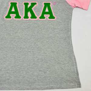 AKA Heather Grey Green Pink Premium Chenille Shirt Women Greek Letter Embroidered Color Block Crewneck High Quality Casual Top - Product Image 5