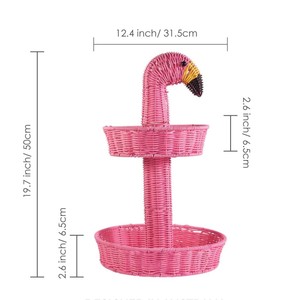 Bandeja de Servicio de Ratán de 2 Niveles con Diseño de Flamenco, Soporte Multifuncional para Almacenamiento en Sala de Estar y Baño, Vajilla Moderna de Vietnam - Product Image 3