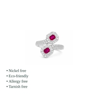 Bague de cocktail unisexe de luxe en argent sterling 925 avec CZ rose, taille brillant, sertissage clos, design antique, pour fiançailles et mariage
