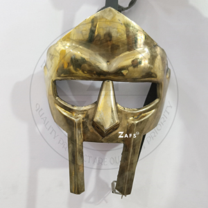 Masque de gladiateur doré de haute qualité en acier doux, casque de méchant fou, masque de visage de guerrier viking médiéval pour événements de cosplay - Product Image 3