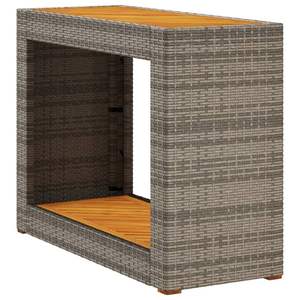 Gris 39,4 "x 15,7" x 29,5 "Poly Rattan Patio Mesa auxiliar con la parte superior de madera Mesas al aire libre - Product Image 2