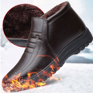 Traje de invierno para hombre Botas de nieve de cuero con piel Zapatos cómodos y elegantes para exteriores - Product Image 1