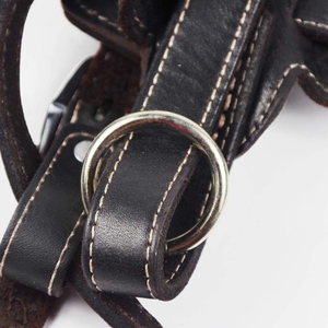Adjustable Genuine Leather <b>Dog</b> <b>Harness</b> for Small <b>Medium</b> and Large <b>Dogs</b> with Metal Buckles Rivets and Leash Attachment for Walkin - Product Image 3