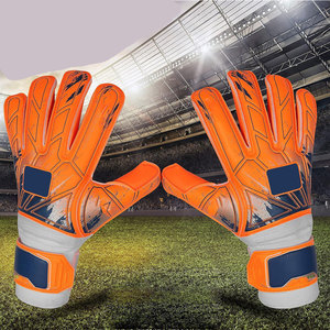 Football Goalkeeper Gloves <b>Full</b> Finger Orange Gray Non <b>Slip</b> Hook And Loop Closure Unisex Breathable Protective - Product Image 6
