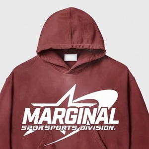 Sudadera con Capucha Marginal Sports para Hombre, Oversize, de Algodón French Terry, Casual, Otoño, con Logo Estampado Frontal, Personalizada, Efecto Desgastado - Product Image 2