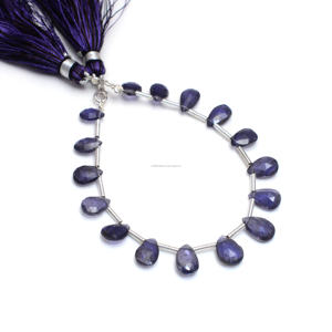 ลูกปัดทรงลูกแพร์ iolite เหลี่ยมเพชรพลอยธรรมชาติสูง6นิ้วสายอัญมณีสีฟ้าสำหรับทำเครื่องประดับทำด้วยมือขนาด8x6 10x7มม. - Product Image 3