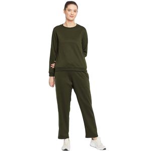 ชุดวอร์มผ้าฟลีซผ้าฝ้าย2ชิ้นสำหรับผู้หญิงชุดวอร์มคอกลมคอกลมสำหรับฤดูใบไม้ร่วงฤดูหนาวชุดวิ่งชุดวอร์มไซส์พิเศษ - Product Image 1