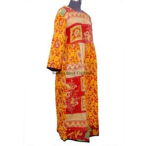 Vestido largo maxi de diseño nuevo y calidad estándar con estampado serigrafiado para mujer, a la moda, al mejor precio para exportación desde India. - Product Image 5