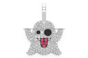Pendentif Collier Hip Hop Plaqué Or 10K Tendance avec Breloques Diamant Moissanite VVS Motif Fantôme Snapchat Givré – Cadeau pour Lui/La - Product Image 5