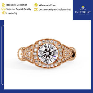 Anillos de Diamantes Solitarios de Plata de Ley 925 Hechos a Mano con Excelente Claridad VVS y Baño de Oro, de Fabricante de Origen en India - Product Image 2