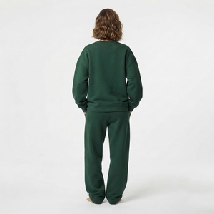 Ensemble jogging en molleton de coton vert pour femmes, 2 pièces, col rond, coupe ample, vêtements décontractés pour toutes les saisons - Product Image 2