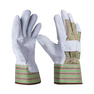 Guantes de Trabajo Industriales de Cuero Vacuno de Primera Calidad, Resistentes, con Protección de Goma y Diseño de Franjas - Product Image 3