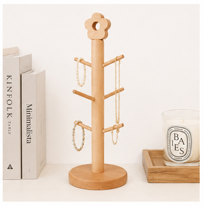 Eco-Friendly Beech Wood Mug Tree Holder With 6 Hooks Modern Nordic Flower Top Coffee Cup <b>Rack</b> For <b>Kitchen</b> Countertop <b>Storage</b> - Product Image 4