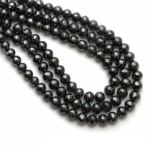 Natural Black Diamond Faceted Round Beads 6-6.5mm Loose Gemstone Beads for Jewelry Making Wholesale - Product Image 4