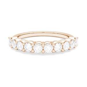 Round Lab Grown Diamond Wedding Band 14K 18K Solid Gold Classic Half Eternity <b>Ring</b> Dainty Stackable Anniversary Band for Women - Product Image 5