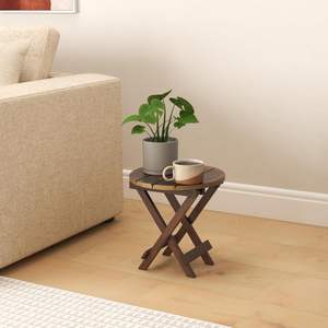 Mesa de centro plegable de madera hecha a mano, estilo Adirondack, color marrón natural, para jardín, piscina, sala de estar, dormitorio - Product Image 2