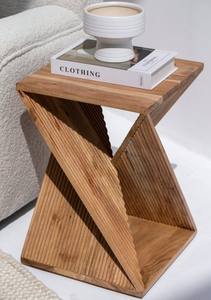 Table d'appoint en bois torsadé Vandana Sierra Falcon, design moderne sculpté en bois massif - Product Image 5