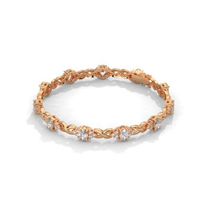 Rose Gold Plated Tennis <b>Bracelet</b> Oval and Square <b>Crystal</b> Cuff <b>Bracelet</b> Elegant Jewelry Gift - Product Image 2
