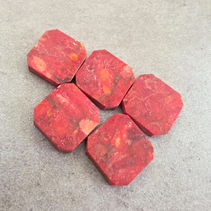 Coral rouge naturel de qualité AAA+, cabochon carré à dos plat, pierre précieuse calibrée certifiée par un tiers pour la fabrication de bijoux - Product Image 1