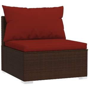 Set di mobili da giardino in 4 pezzi con cuscini in Poly Rattan di colore marrone - Product Image 5