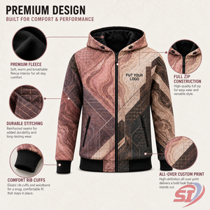 Sudadera con capucha al por mayor de marca privada, color marrón mármol, con cremallera completa, estampado personalizado, logotipo OEM, proveedor de ropa urbana de moda - Product Image 6