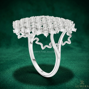 แหวนเพชรทรงดอกไม้ 4 กะรัต สำหรับผู้หญิง ทองคำขาว 14KT 18KT เครื่องประดับชั้นดี - Product Image 4