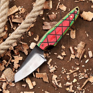 Cuchillo de Hoja Fija de Acero de Damasco para Senderismo al Aire Libre, Herramienta Manual Multiusos para Camping, Supervivencia, Caza, Cuchillo Táctico para Montañismo - Product Image 1