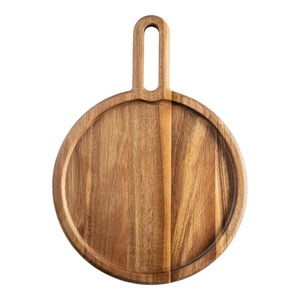 Tabla de cortar redonda con ranura para jugos, mango de fácil agarre, superficie de corte duradera, ideal para preparación en la cocina, servir y entretener - Product Image 1